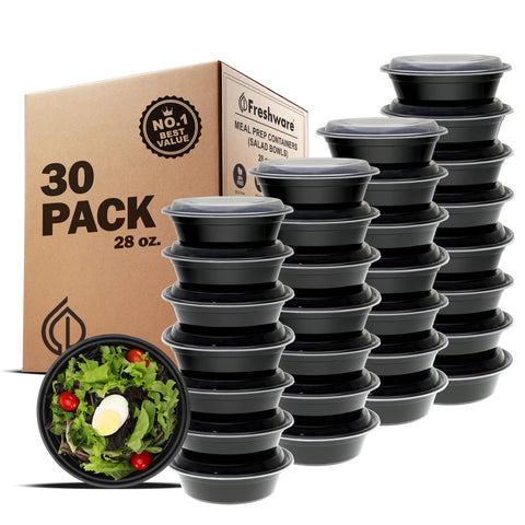 Freshware meal prep 30-pack with lids for organized lunches and freshness.