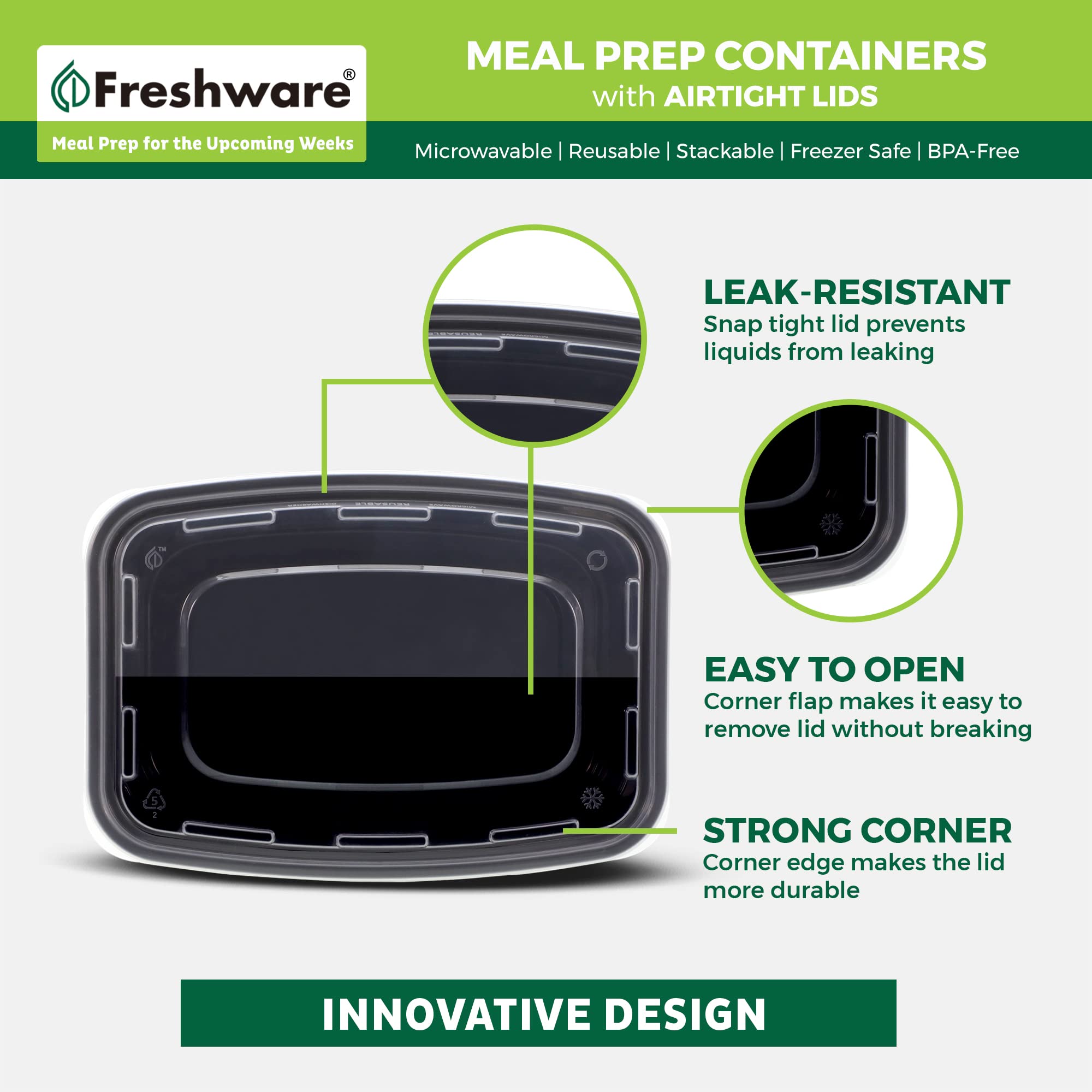 Freshware microwave-safe lunch box ready to reheat leftovers without hassle.