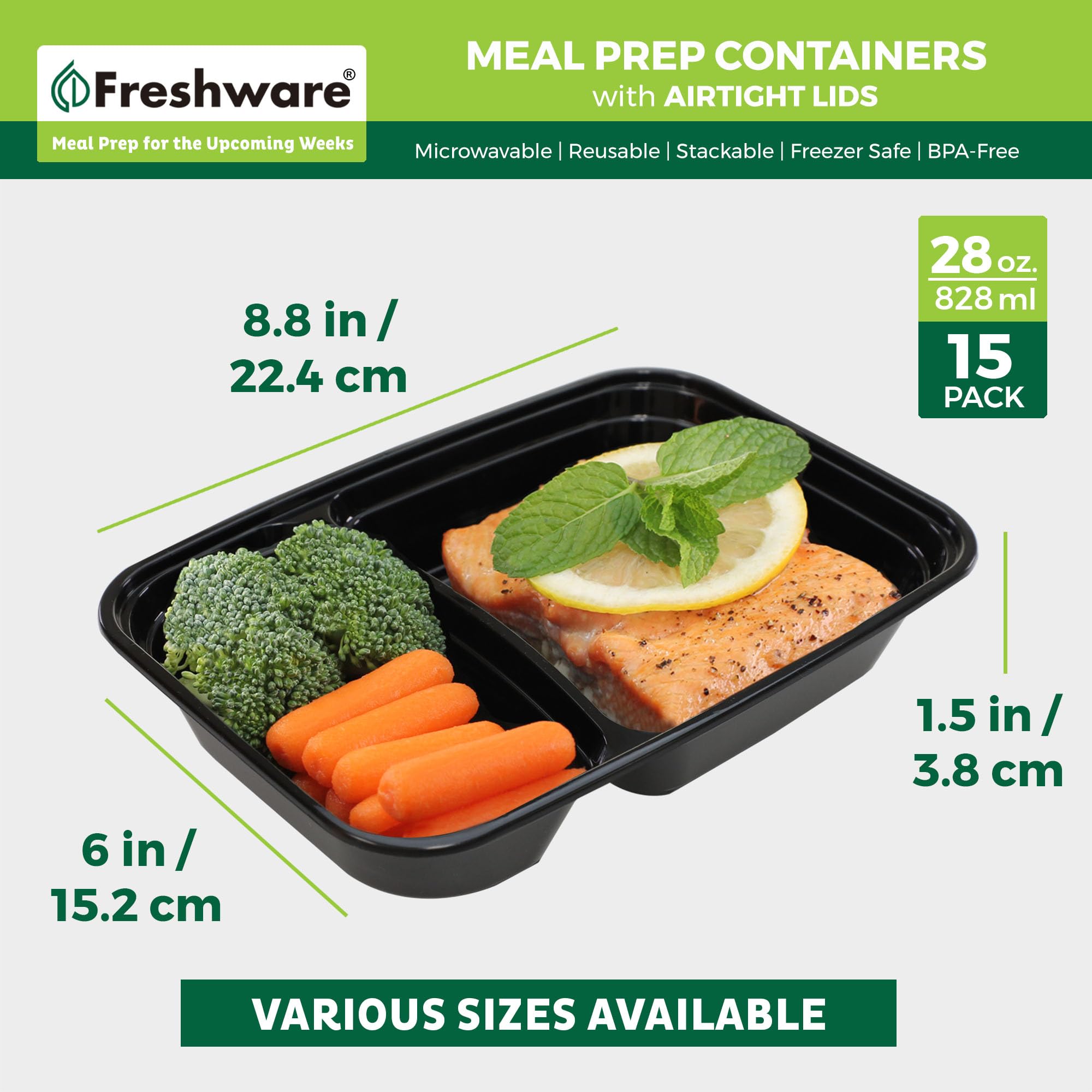 Freshware microwave-safe meal prep container for quick reheating