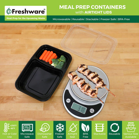 Freshware two-compartment bento box design separates food for balanced meals.