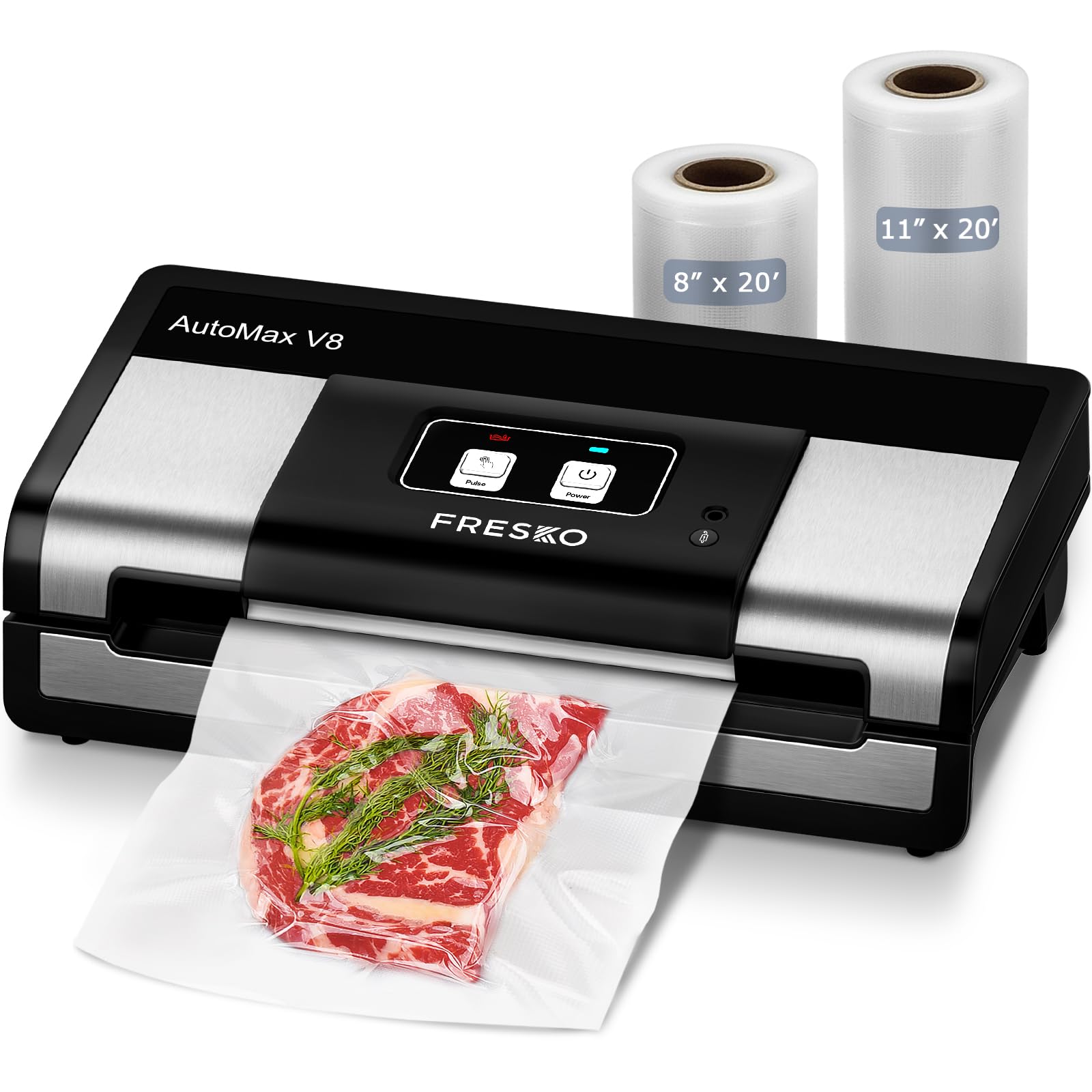 FRESKO vacuum sealer control panel enables easy, hands-free operation for quick sealing.