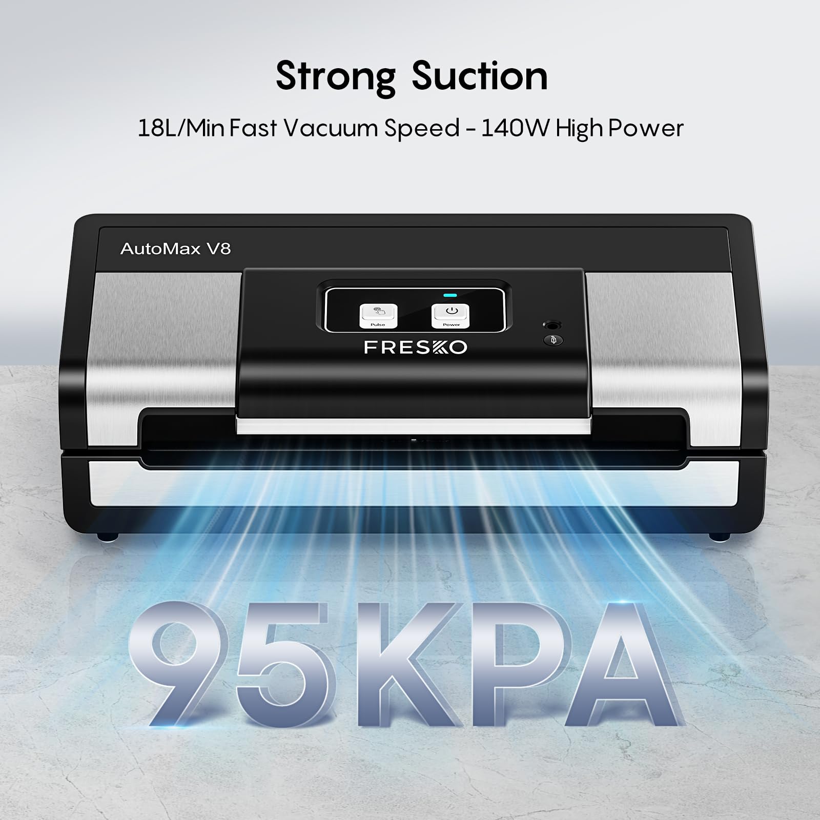 FRESKO vacuum sealer external interface supports jars and containers for versatility.