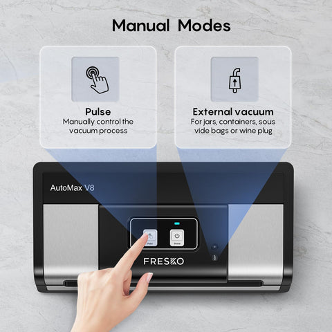 FRESKO vacuum sealer wide heating strip delivers durable, long-lasting seals.