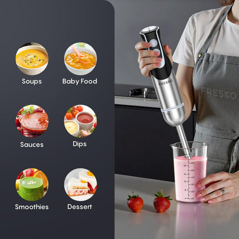 Anti-splash cover on the FRESKO blender helps keep counters clean.