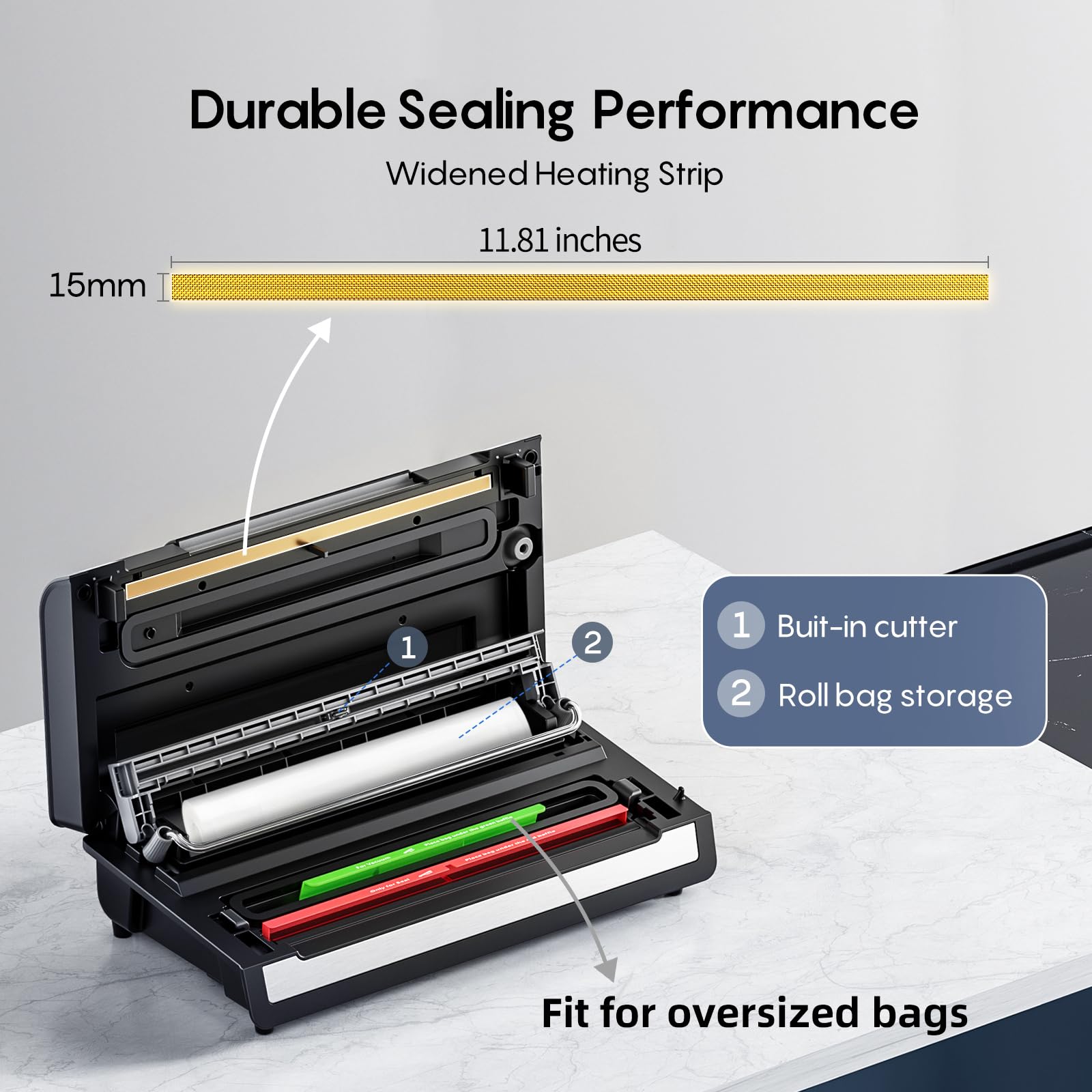 FRESKO bag cutter and roll storage keeps bags neatly organized