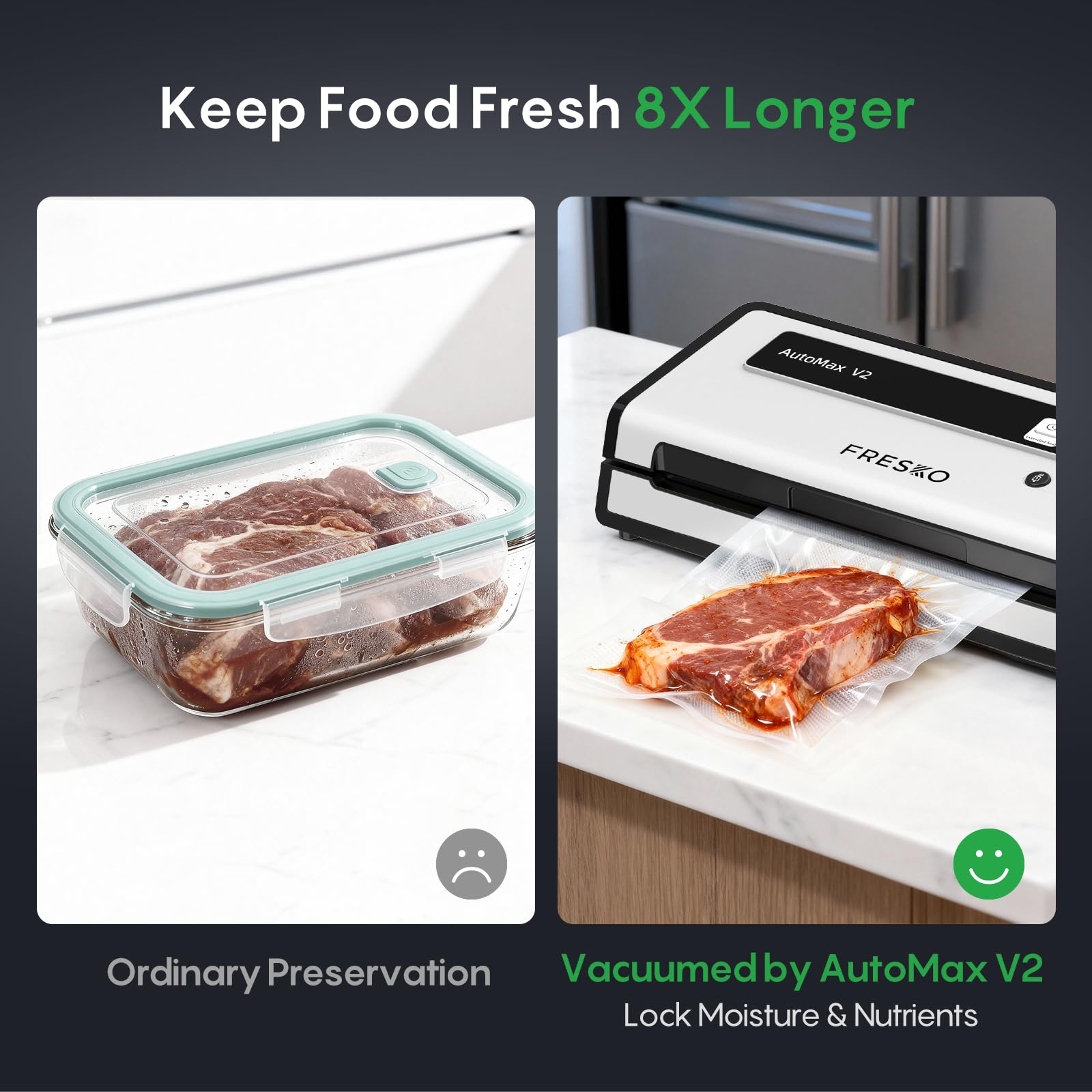 FRESKO vacuum sealer ideal for bulk meal prep and portioning.