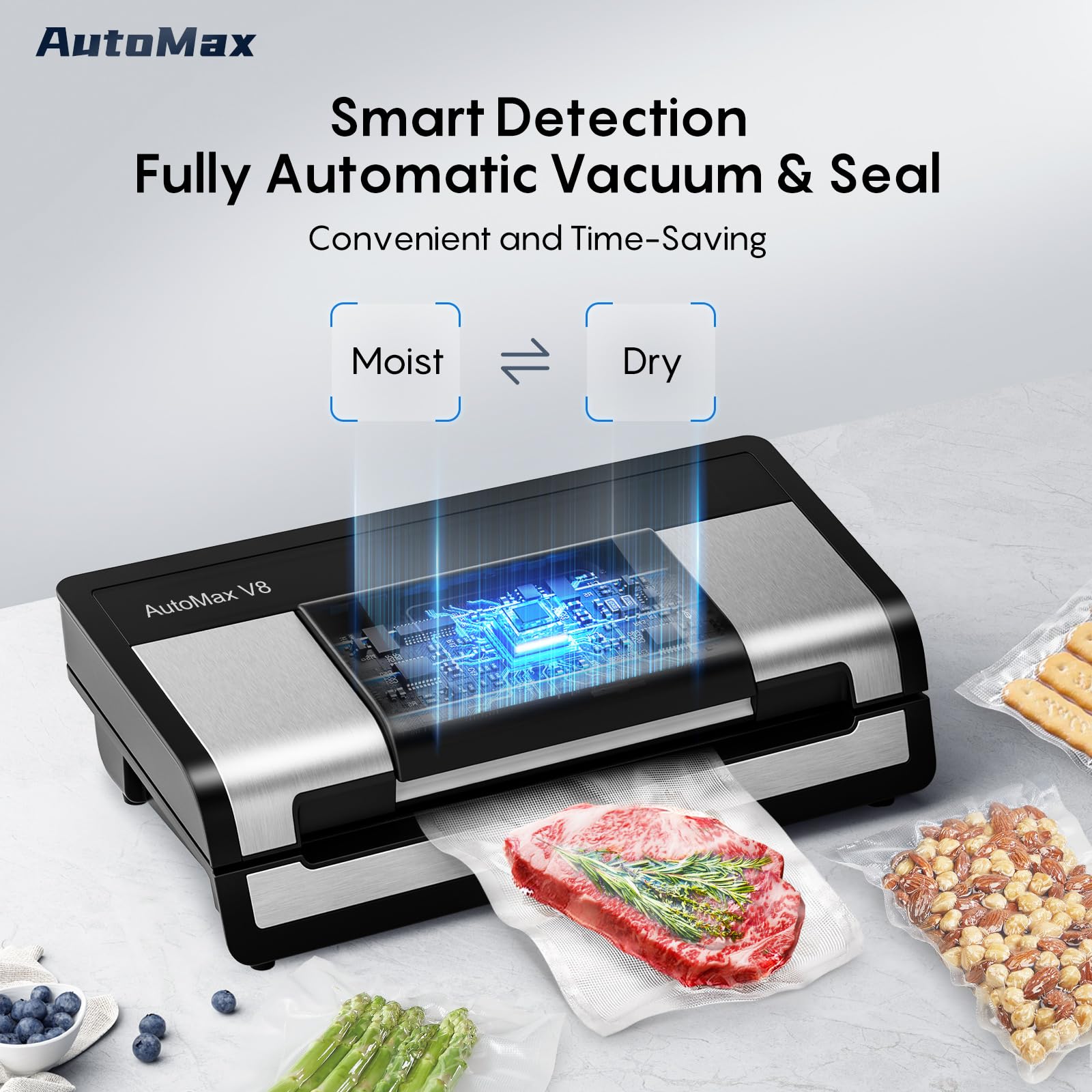 FRESKO dry-wet detection feature helps handle different foods with appropriate vacuum