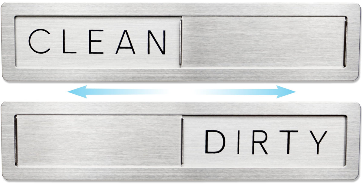 FridayVibez dishwasher magnet shows Clean on stainless steel for quick load status.
