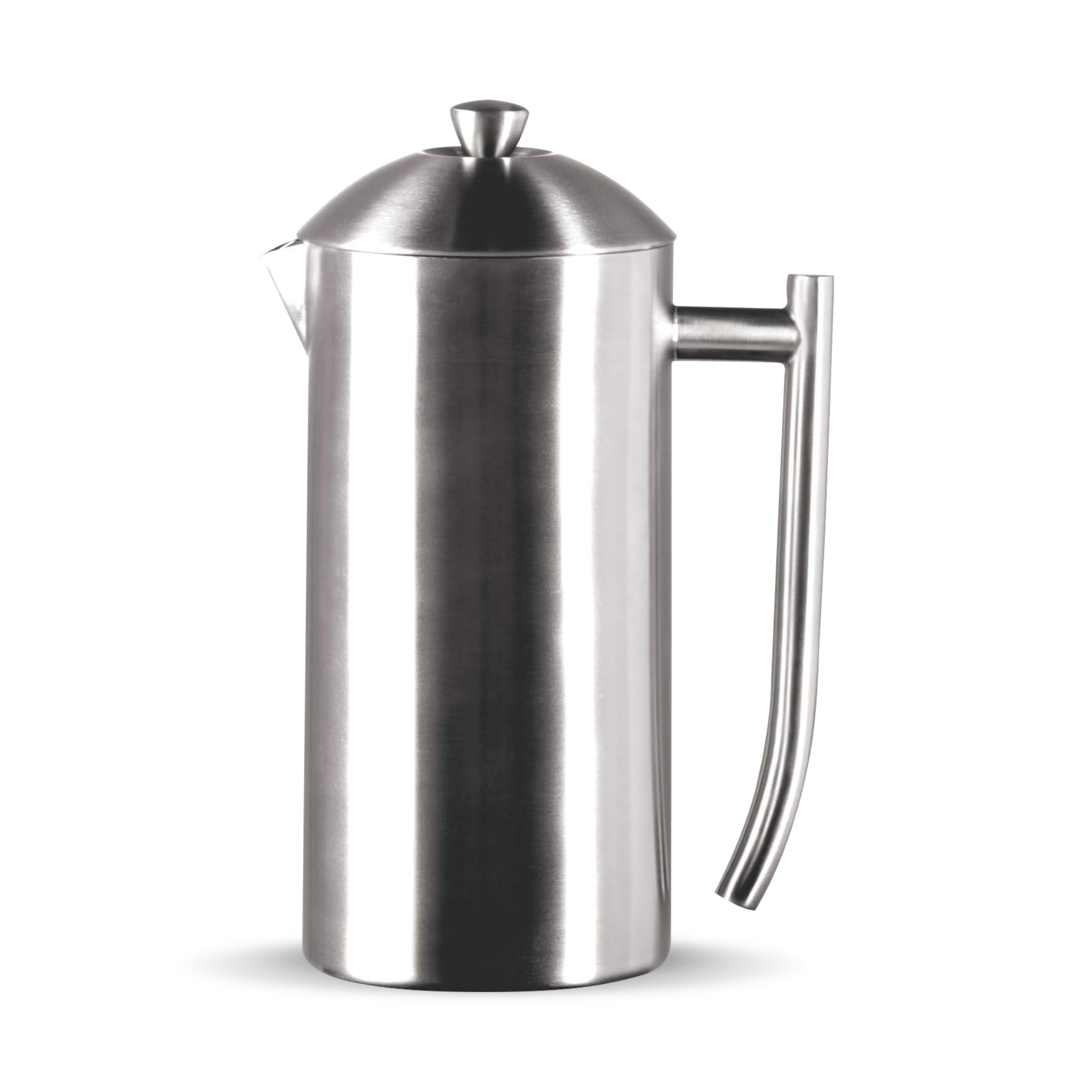 Frieling French Press front view in brushed stainless steel, 36 oz capacity.