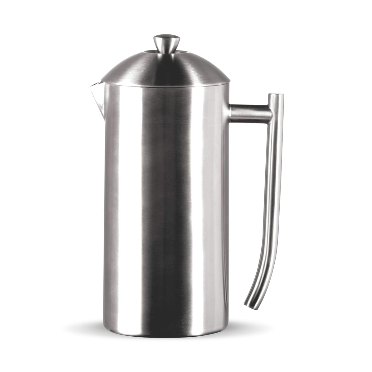 Frieling French Press front view in brushed stainless steel, 36 oz capacity.