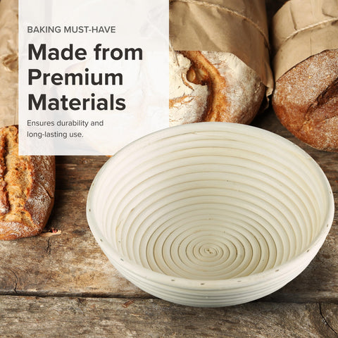 Frieling natural cane material wicks moisture for crisper crust.