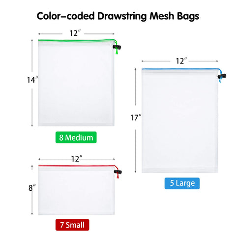 Frienda green medium mesh bag keeps toys organized and easy to locate