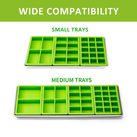 Friheten silicone tray divider assembly shown for precise alignment