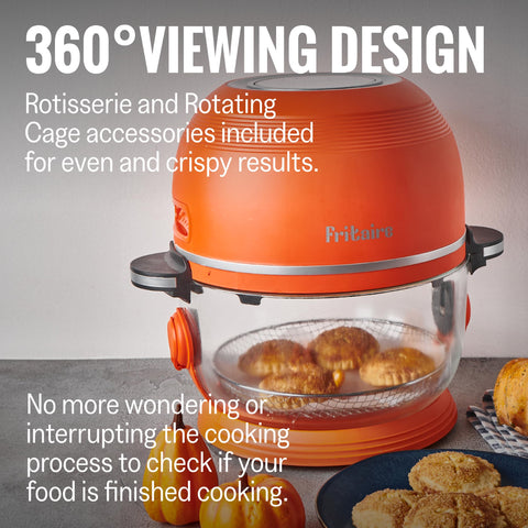 Fritaire 360-visibility glass bowl allows monitoring browning from every angle