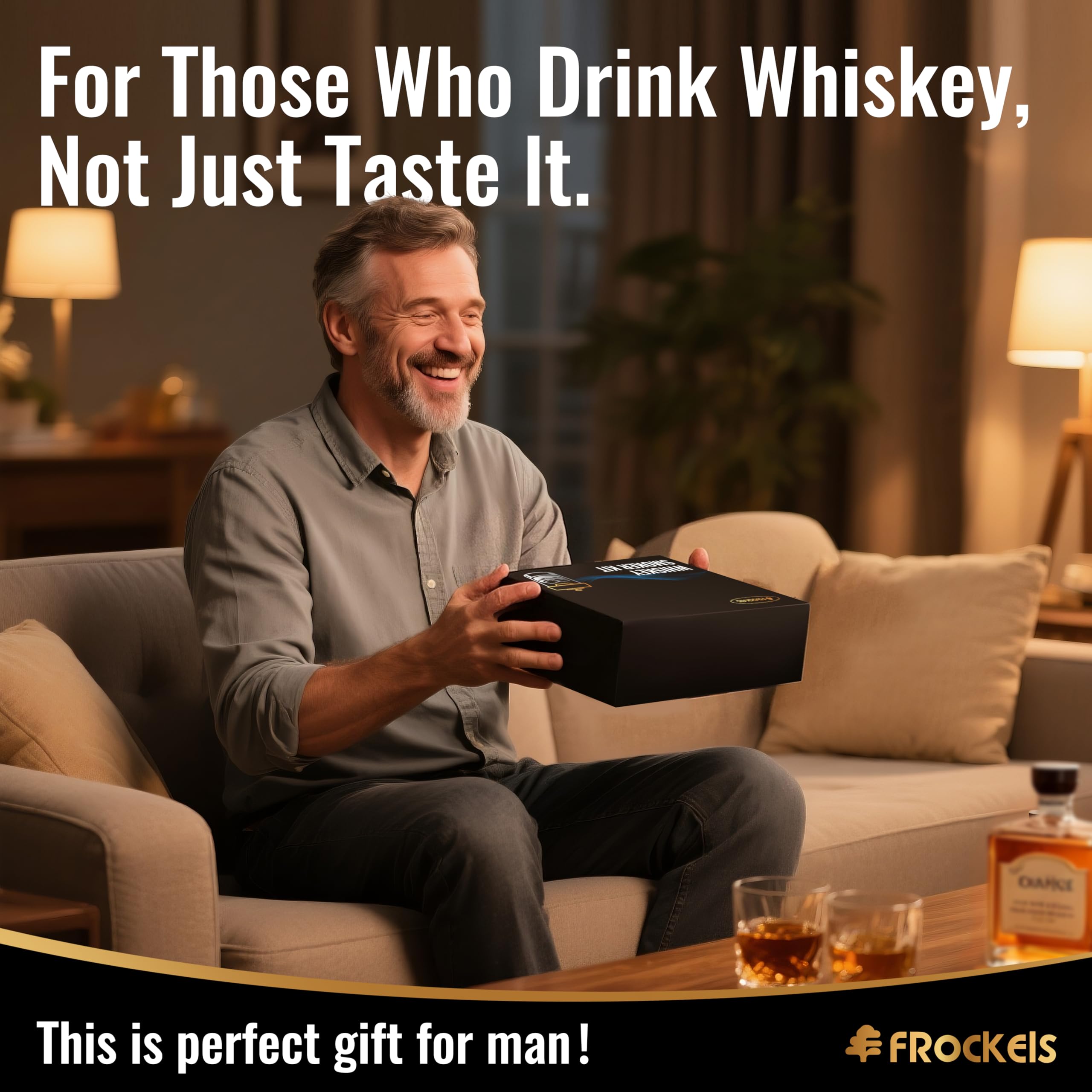 FROCKELS luxury gift box showcases a premium home bar kit.