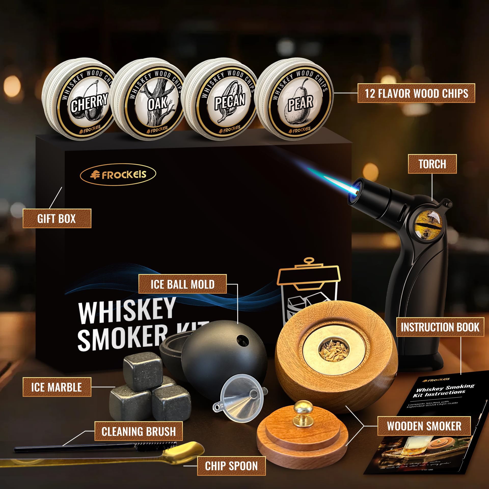 FROCKELS wood chip flavors add depth to drinks.
