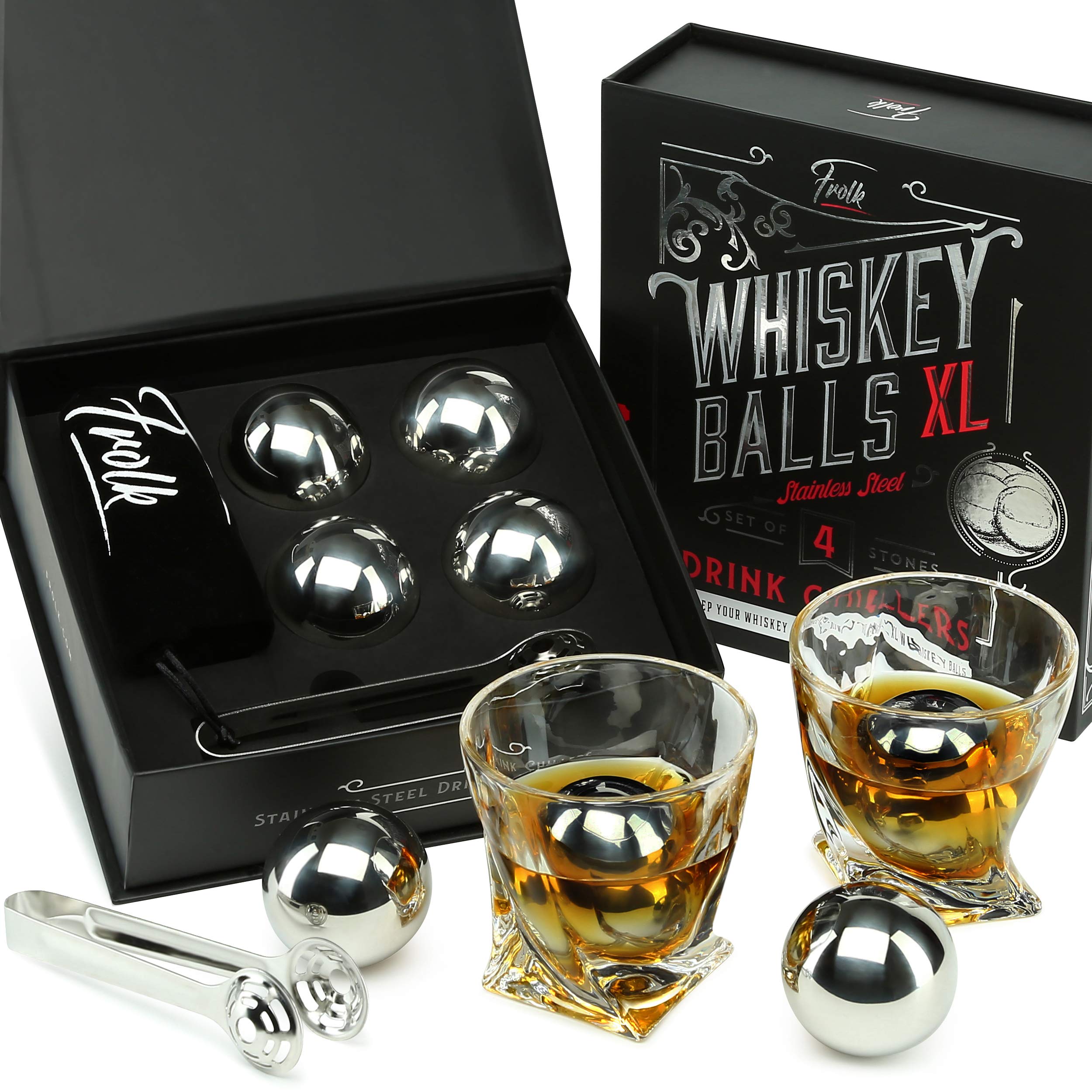 Frolk gifts for him 4XL whisky ice balls set showing premium chilling without dilution