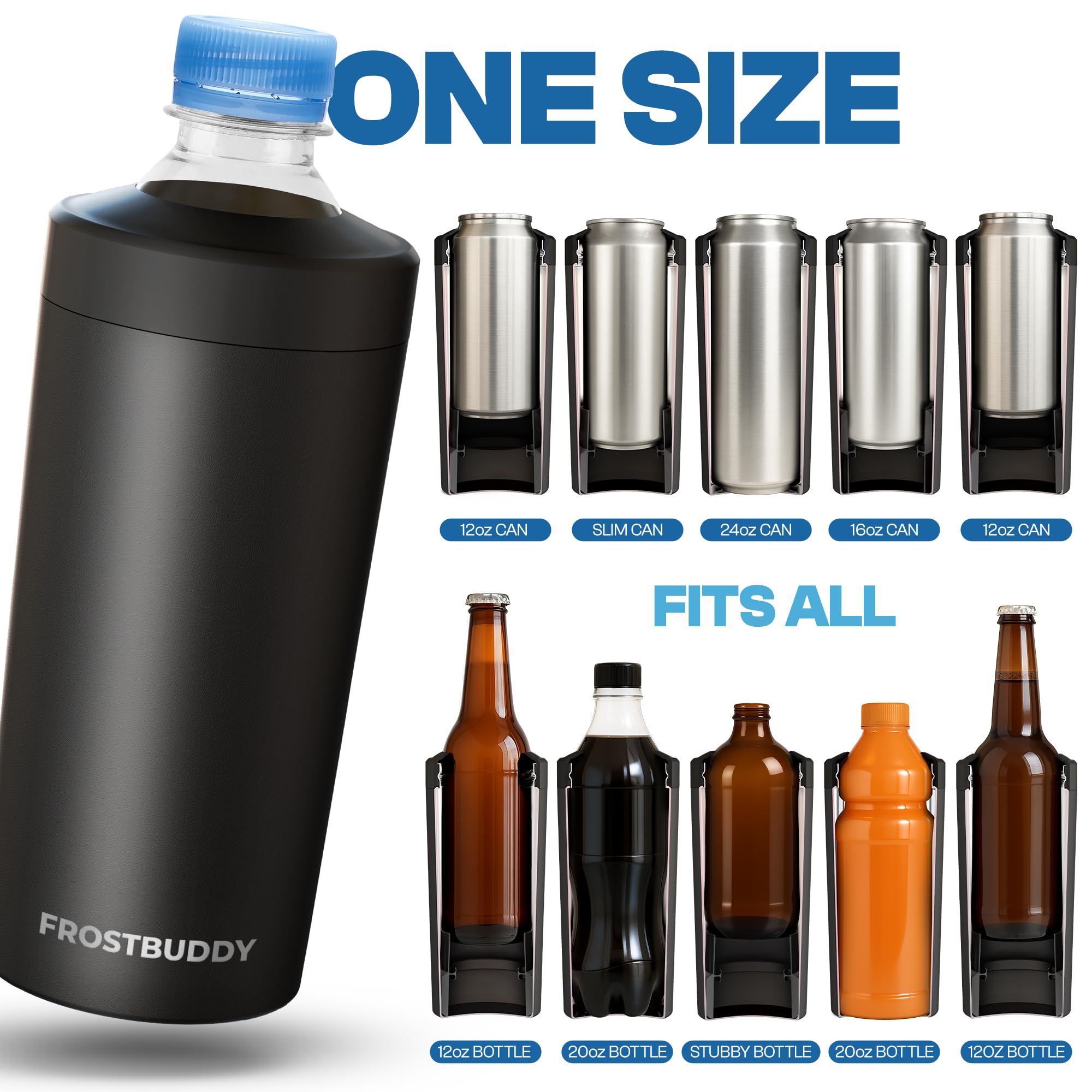 Frost Buddy condensation-free exterior protects hands from moisture.