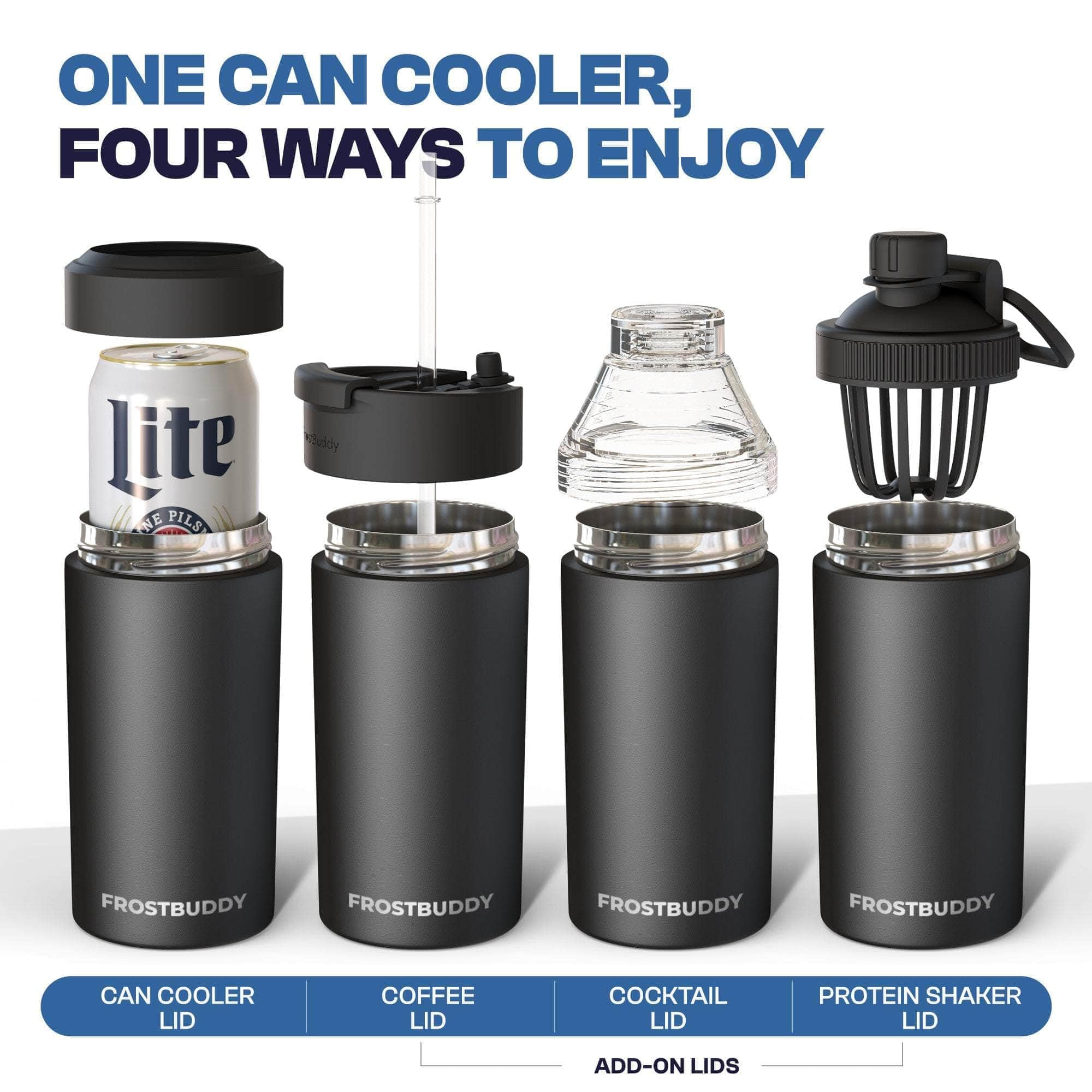 Frost Buddy leak-proof lid accessory attaches to cooler for travel convenience.