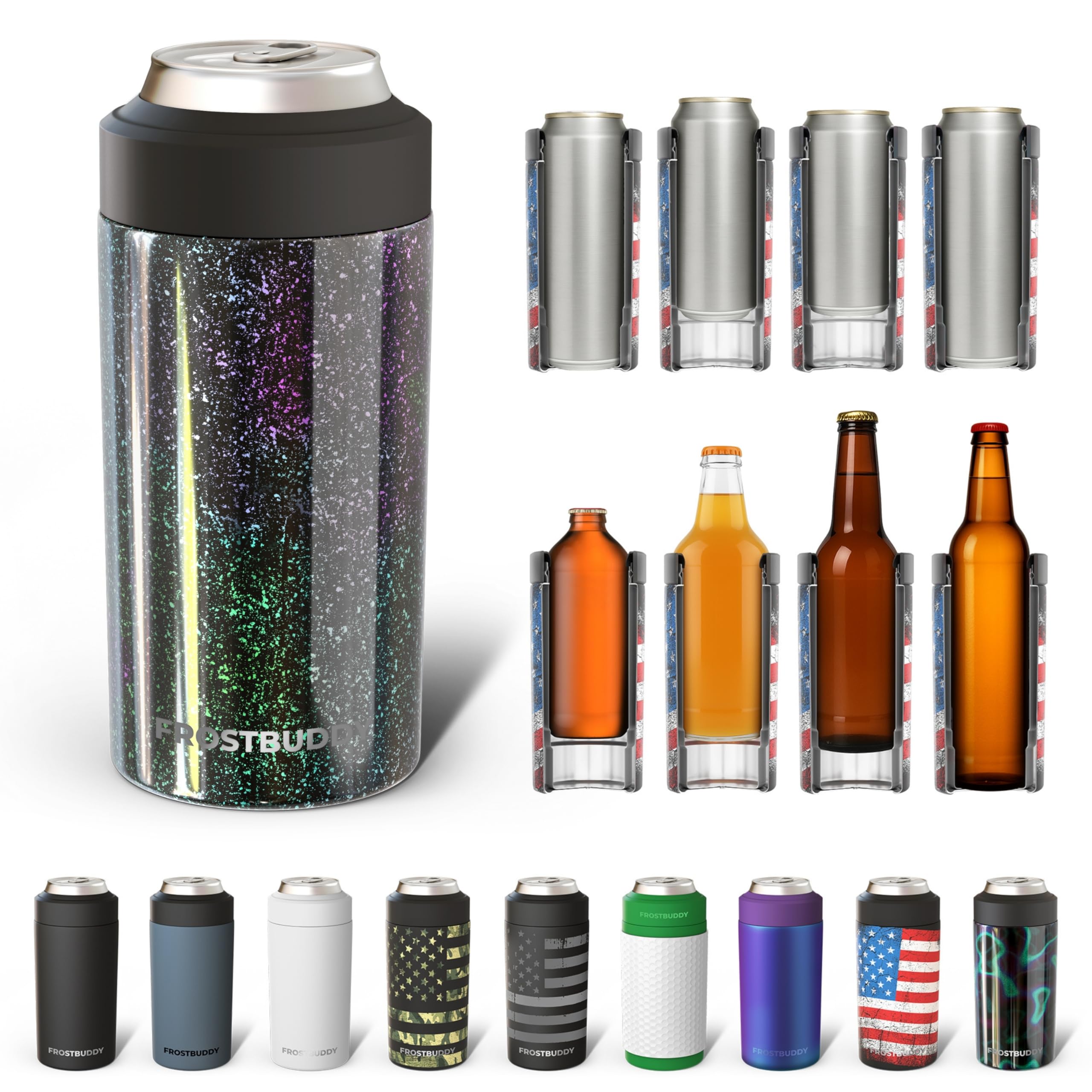 Frost Buddy Mermaid universal cooler side view keeps drinks chilly for hours.