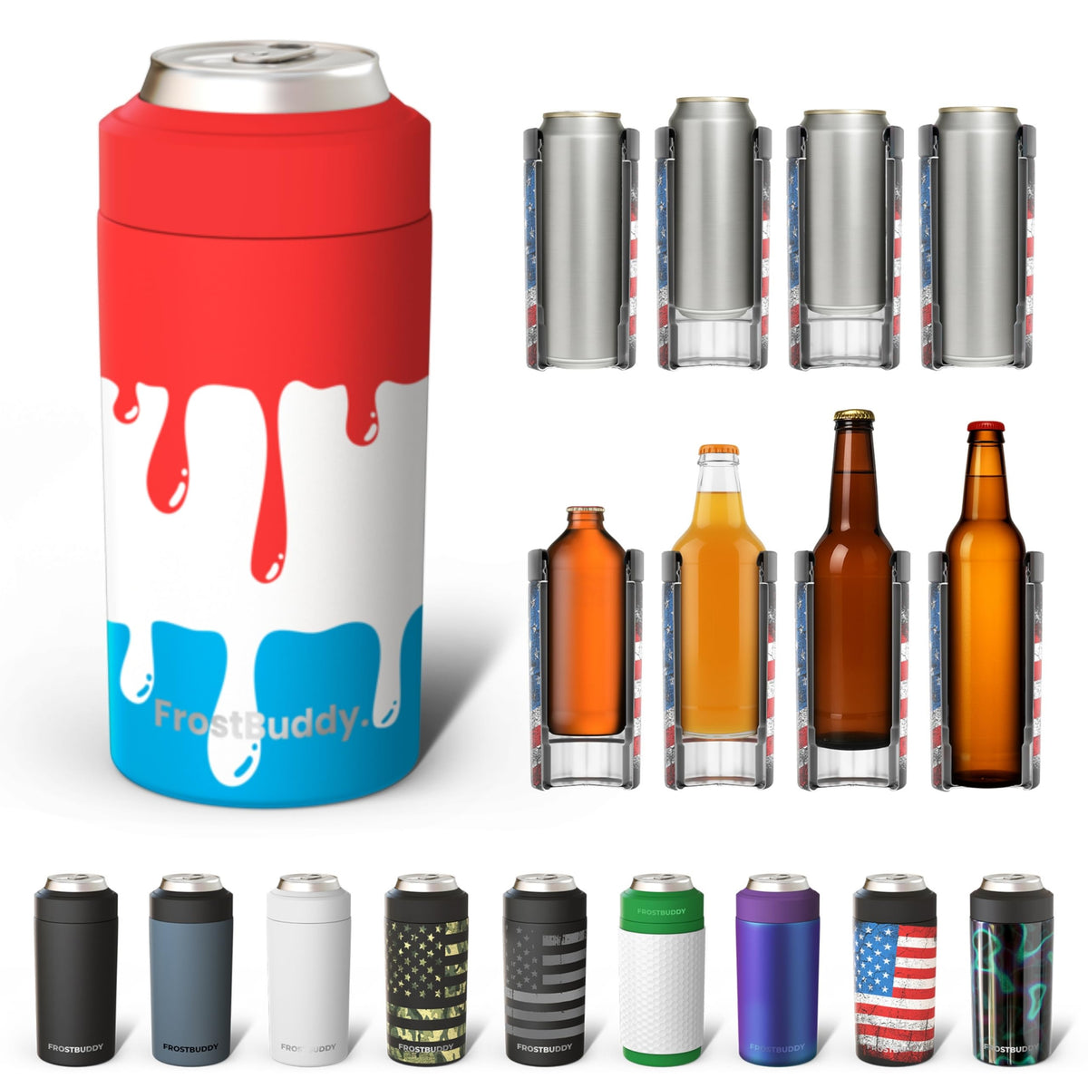Frost Buddy Rocket Pop universal can cooler shows portability and multi-size compatibility