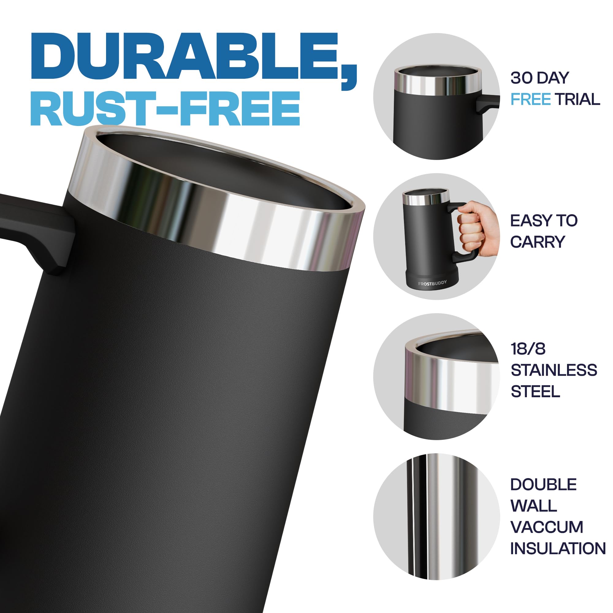Frost Buddy Stein Buddy durable stainless steel construction for everyday use.