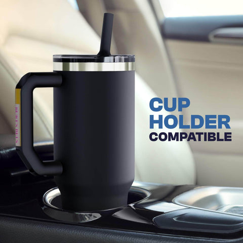 Frost Buddy Thicc Buddy 40 oz tumbler with flip lid keeps drinks secure in transit