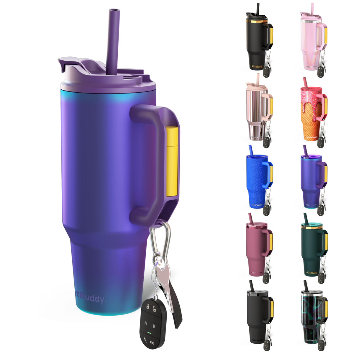 Frost Buddy Thicc Buddy lid shown for spill-proof travel use