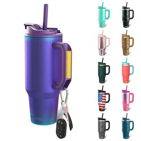 Frost Buddy Thicc Buddy Nebula 30 oz tumbler keeps beverages hot or cold for hours.