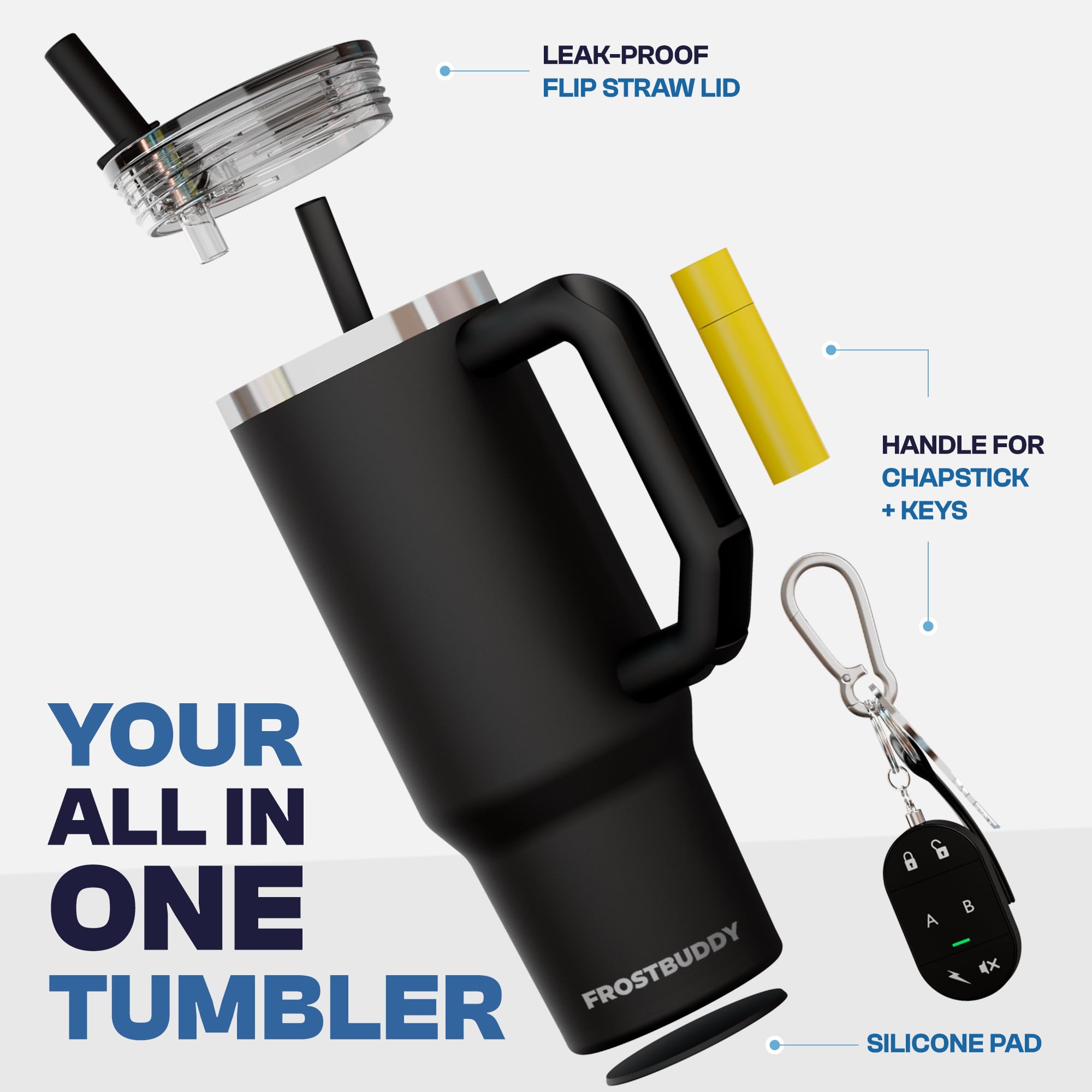 Frost Buddy Thicc Buddy with straw demonstrates easy sipping on the go