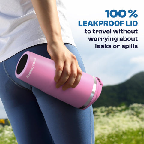 Frost Buddy Togo Buddy Crimson leak-proof cap prevents spills on the go