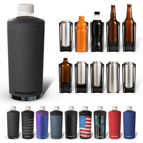 Frost Buddy Universal Buddy XL can cooler showing versatile fit for 12–24 oz drinks.
