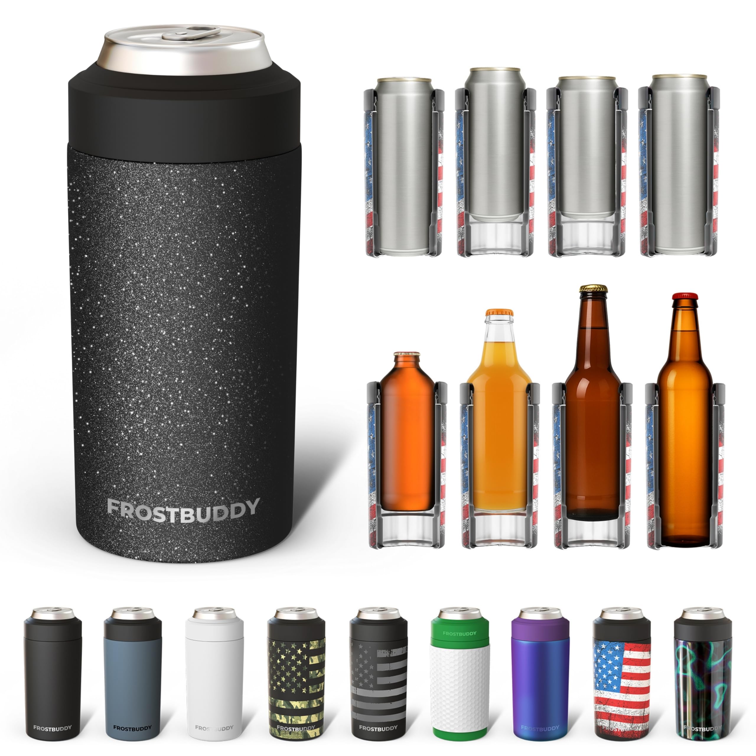 Frost Buddy universal can cooler fits 12oz cans and keeps drinks cold on the go