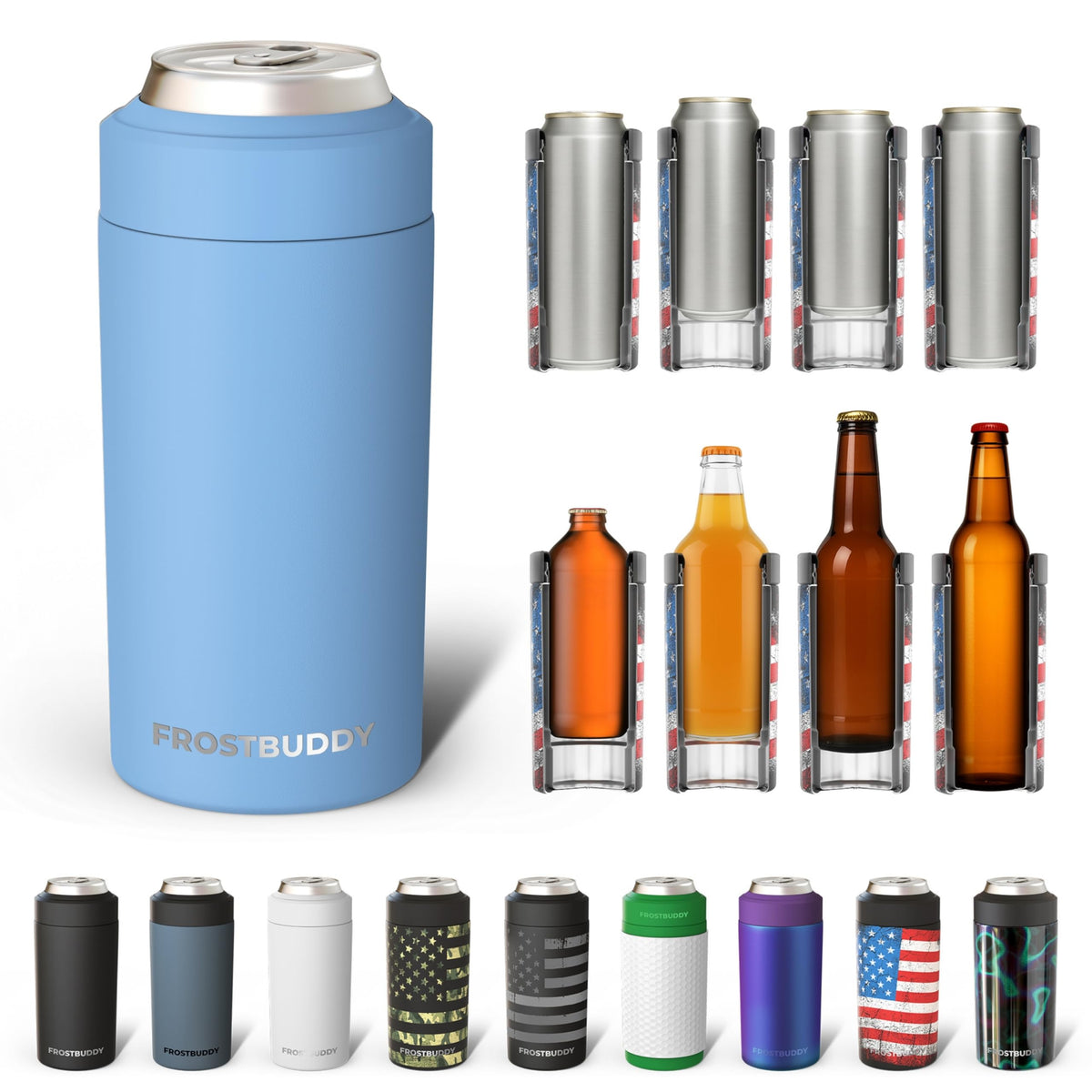 Frost Buddy universal can cooler on a 12oz can for on-the-go cooling