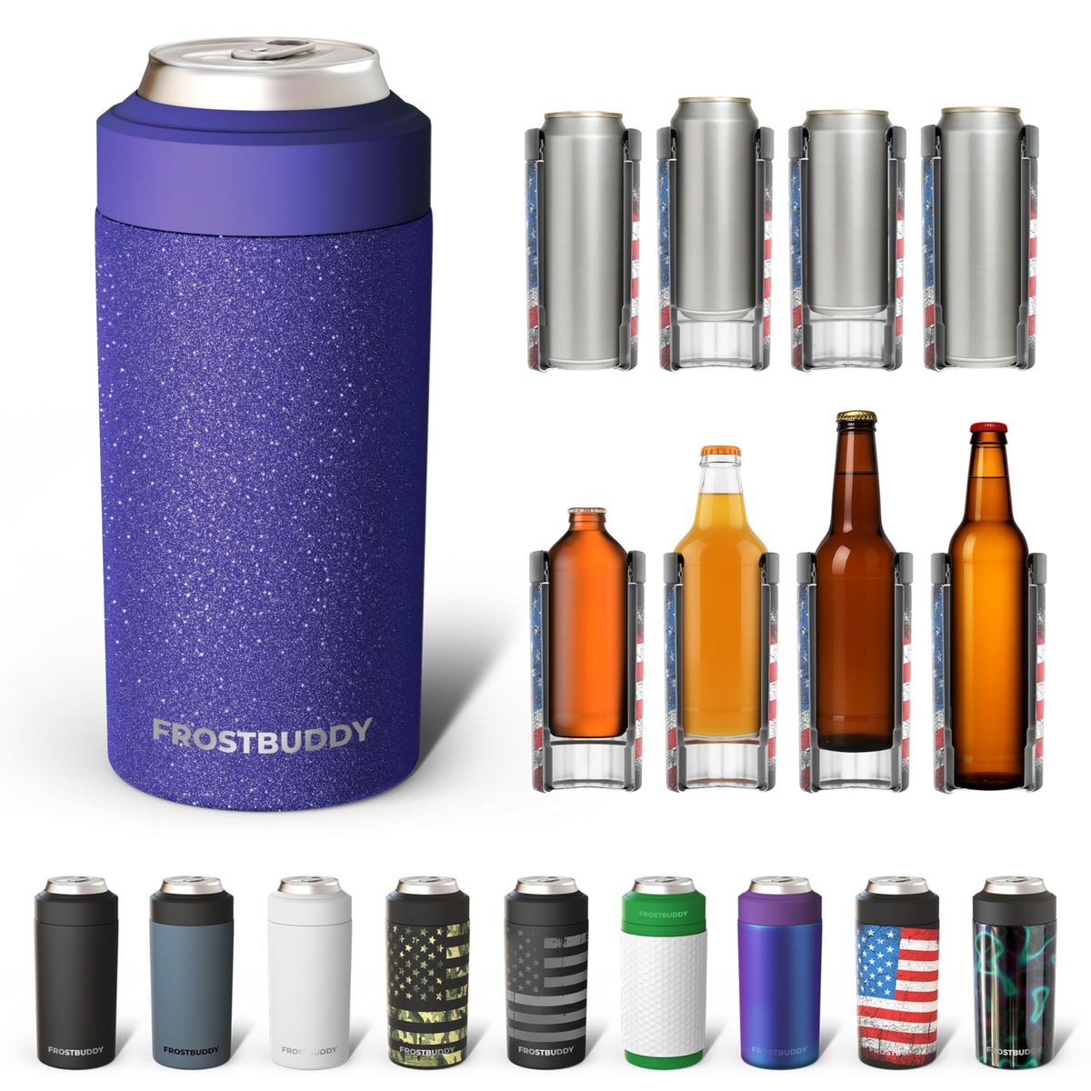 Frost Buddy universal cooler for 12oz regular cans keeps drinks cold on the go