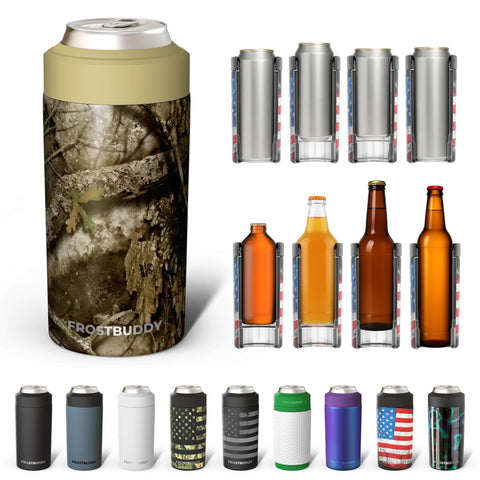 Frost Buddy universal cooler holding a 12oz can with secure fit for versatile cooling