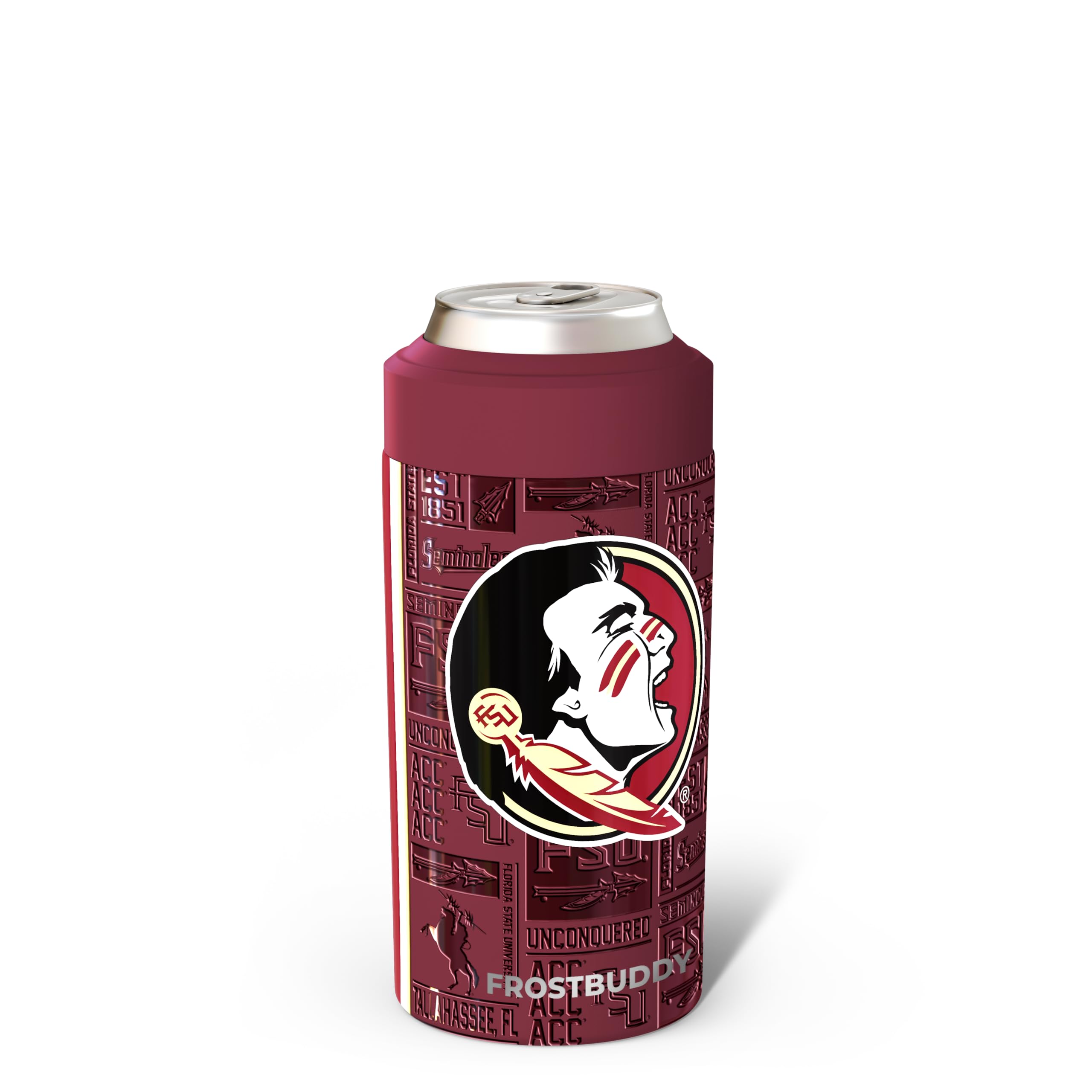 Frost Buddy universal cooler for 12oz cans keeps drinks colder longer.