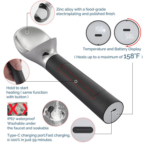 FrostJoy ergonomic, non-slip handle supports comfortable scooping for all ages.