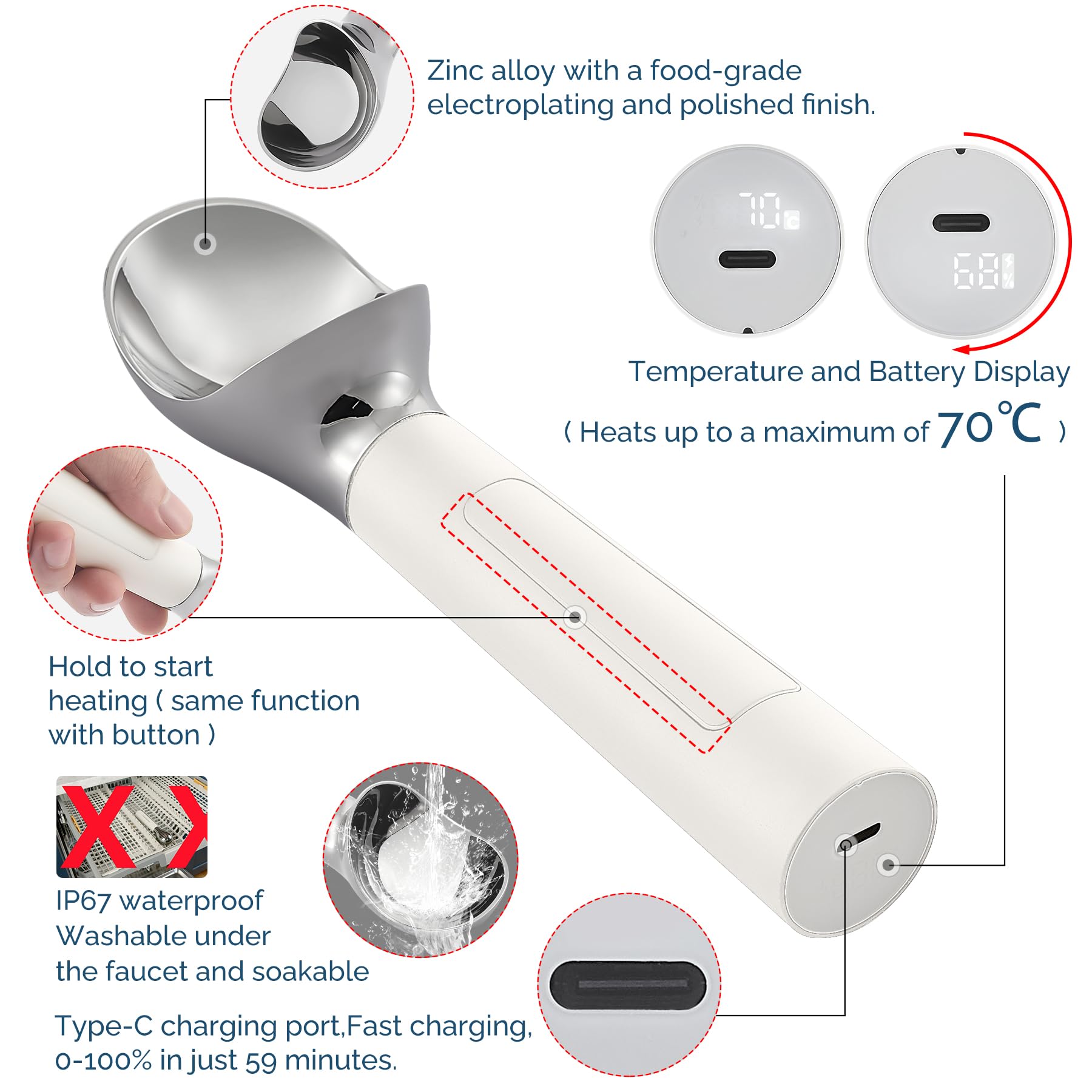 FrostJoy base LED display shows temperature and battery level during use.