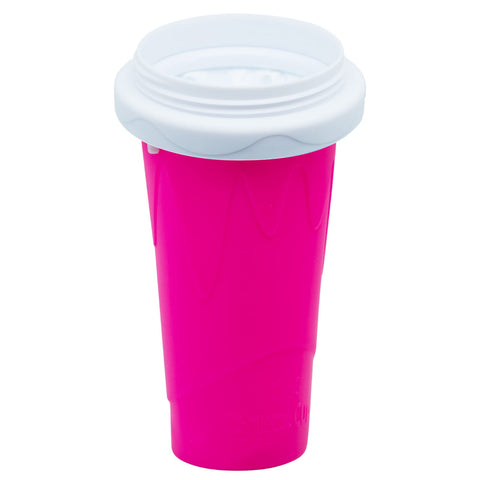 Frozen Magic Slushy Maker Cup red top-rack dishwasher safe lid and spoon-straw