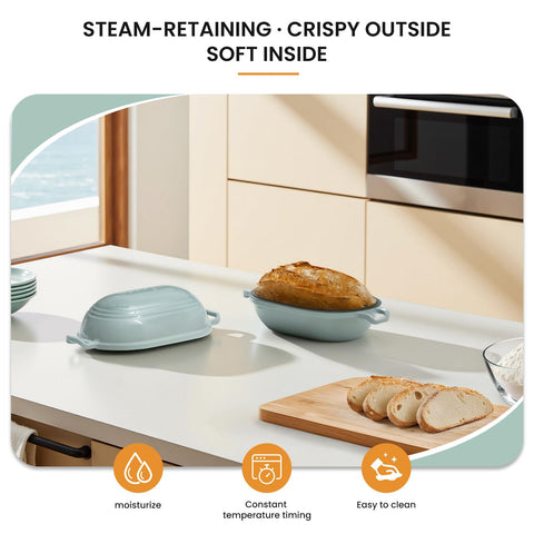 FRRLY lid-on view captures moisture-locking design ideal for meatloaf and desserts.