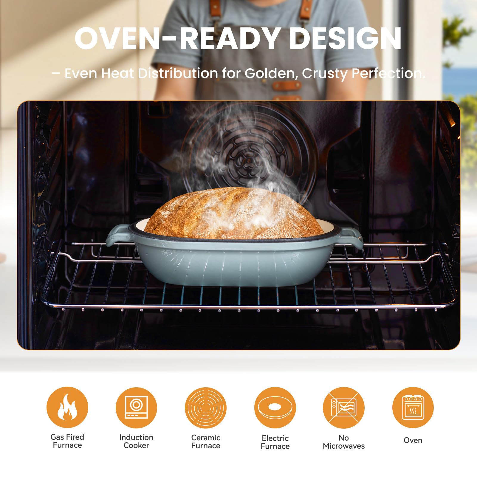 FRRLY loaf inside the Dutch Oven demonstrates even crust browning.