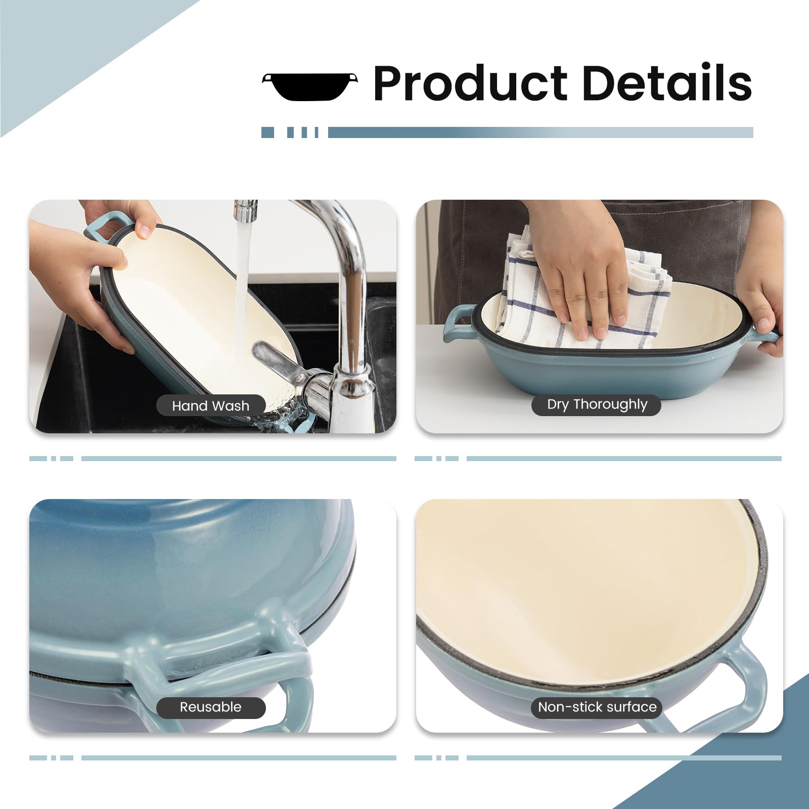 FRRLY interior enamel promotes easy food release and cleanup