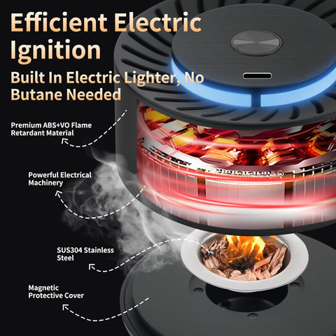 FrutPunch electric smoker shows green LED, no open flame safety