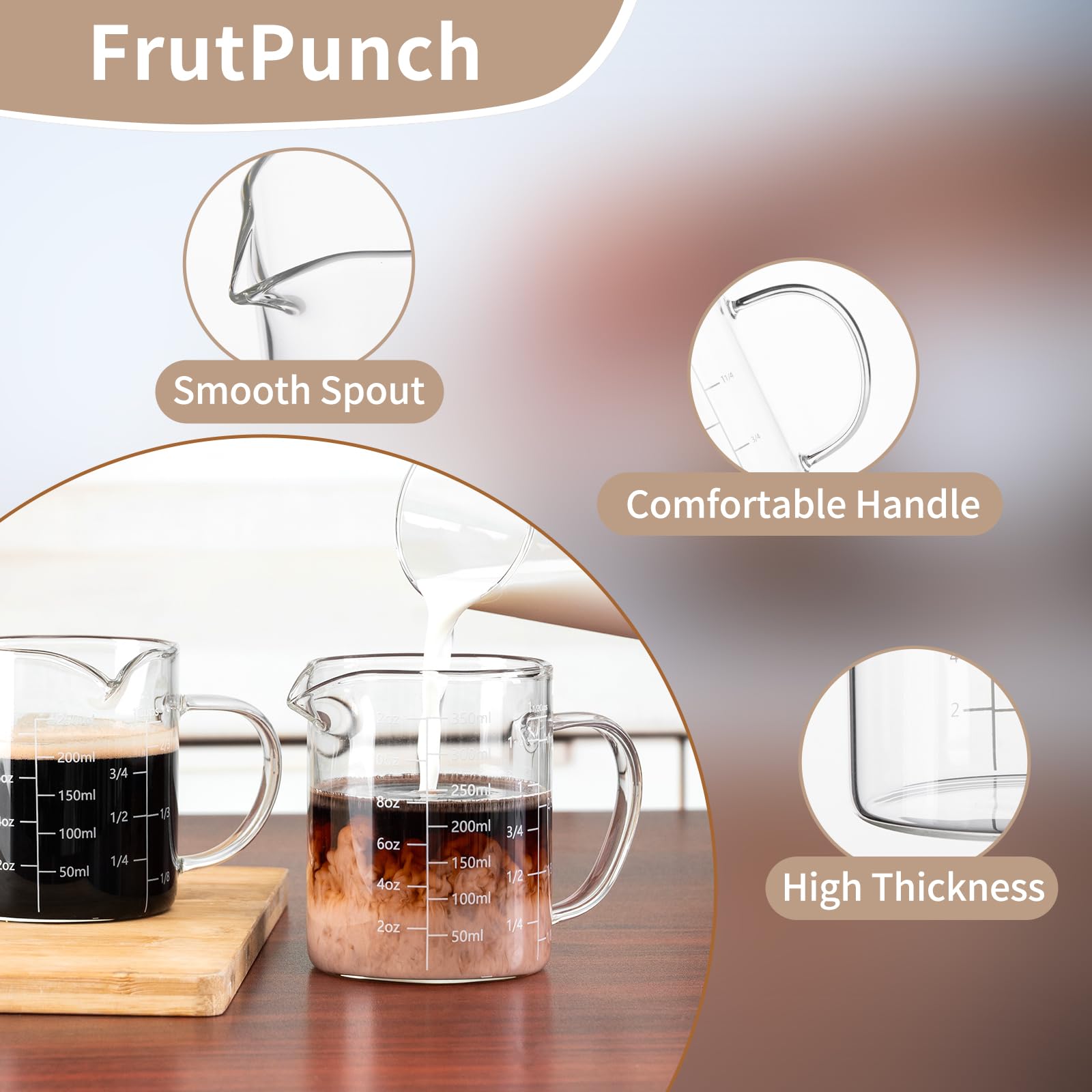FrutPunch borosilicate glass withstands temperature changes for heating and cooling tasks.