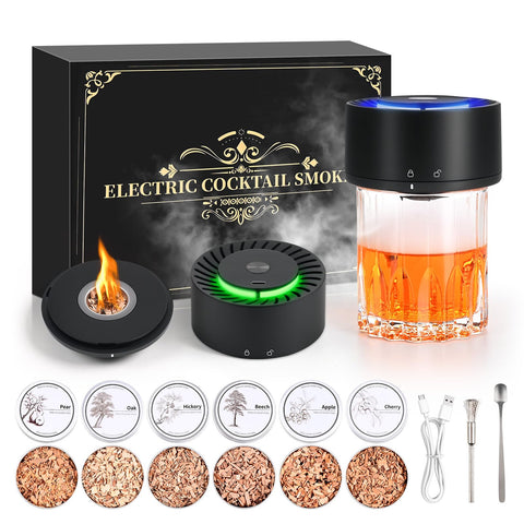 FrutPunch whiskey smoker kit with blue LED start enhances at-home cocktails