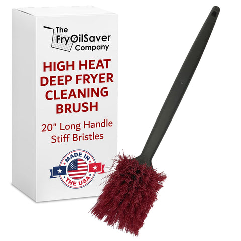 FryOilSaver Co 20-inch deep fryer cleaning brush clears heavy grease in busy kitchens