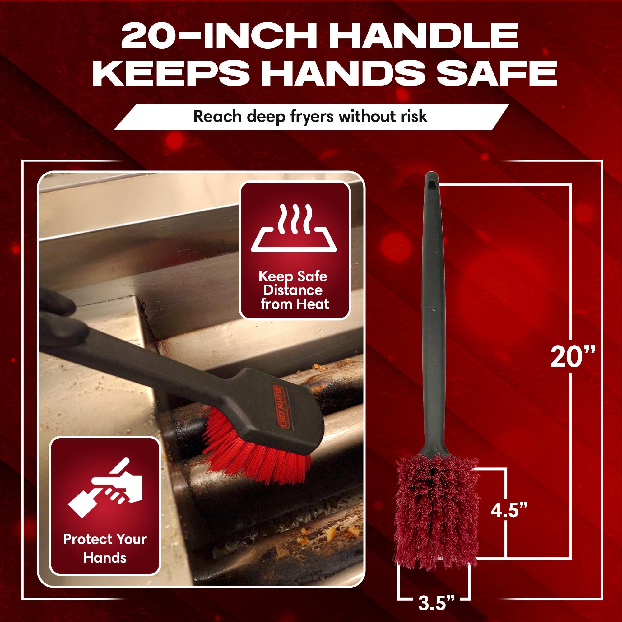FryOilSaver Co 20-inch extended reach cleans deep fryers and hard-to-reach corners
