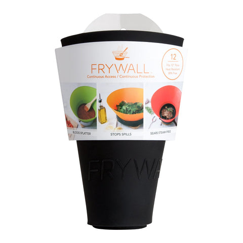Frywall 12-inch splatter guard displayed for unrestricted cooking with splatter protection
