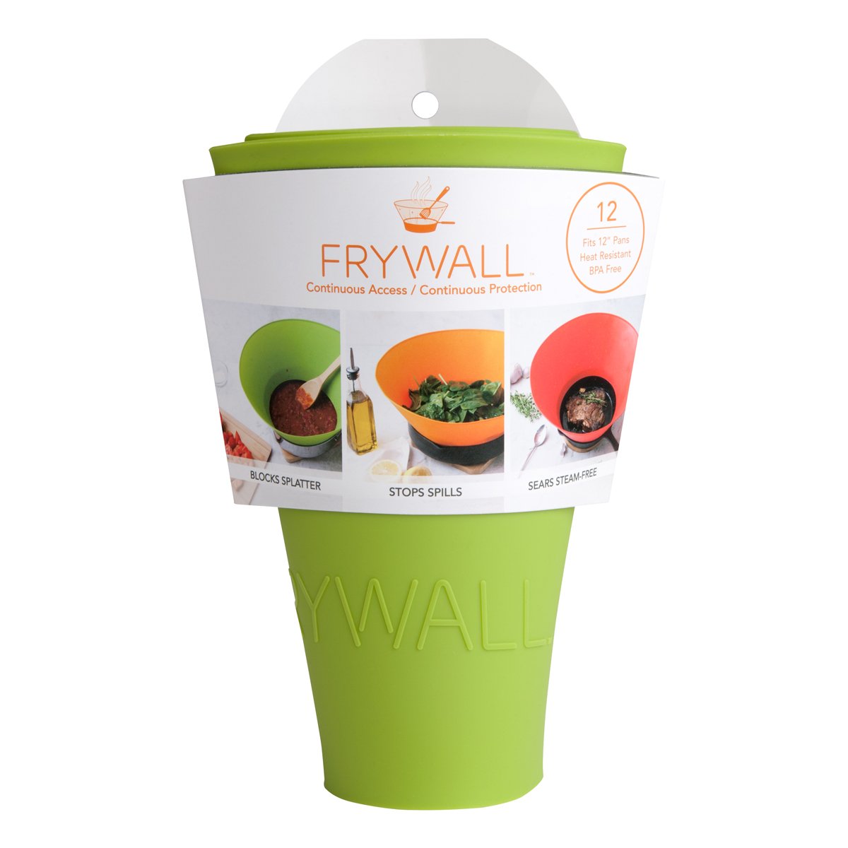 Frywall 12 Green guard provides uninterrupted access to the cooking surface while blocking oil mist.